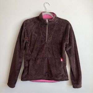 The North Face Brown Fuzzy Half Zip Sweatshirt S